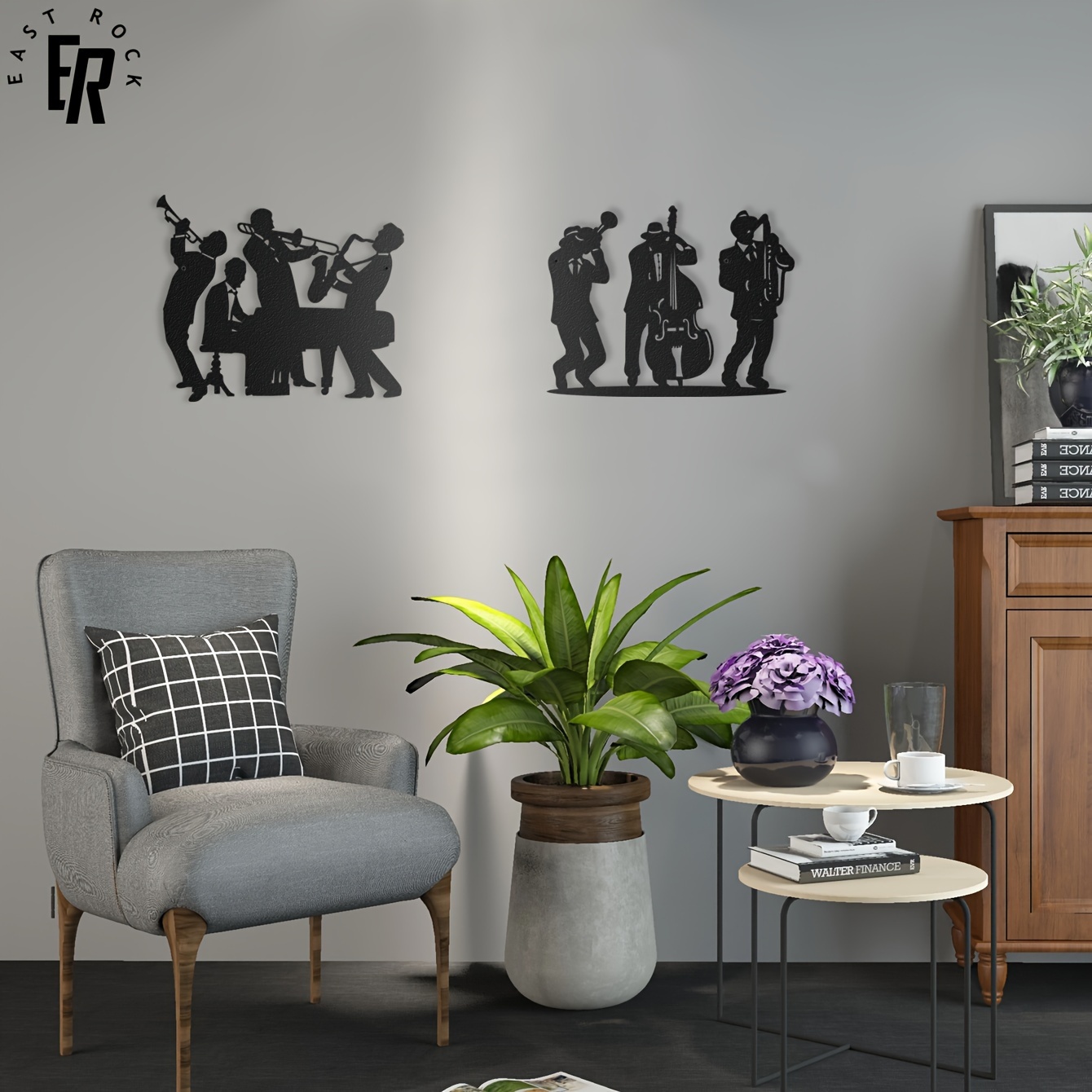 Metal Musician Silhouette Wall - Musical Instrument Symbols 评论和价格
