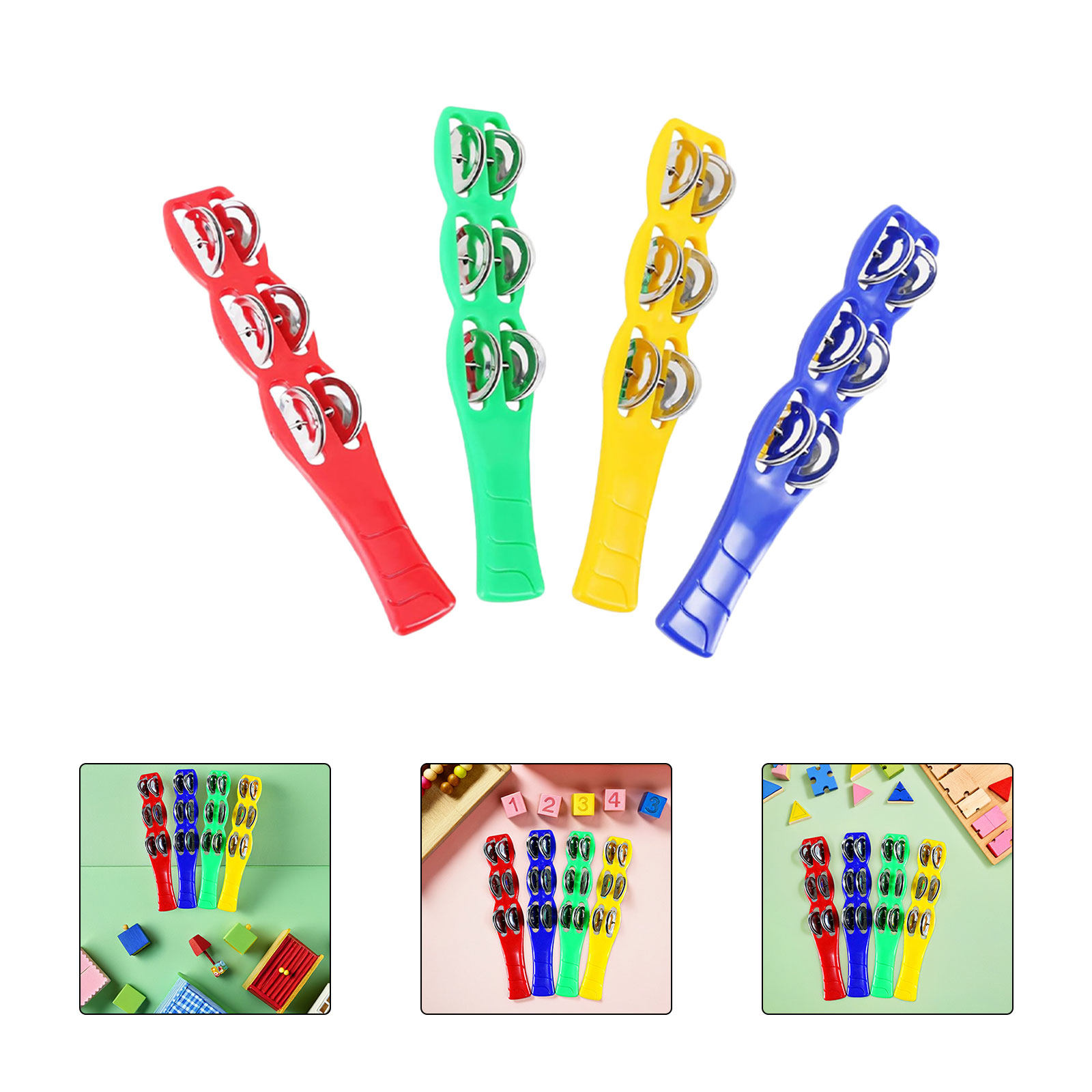 4Pcs Jingle Sticks Plastic Col - Musical Instrument Tambourine 评论和价格