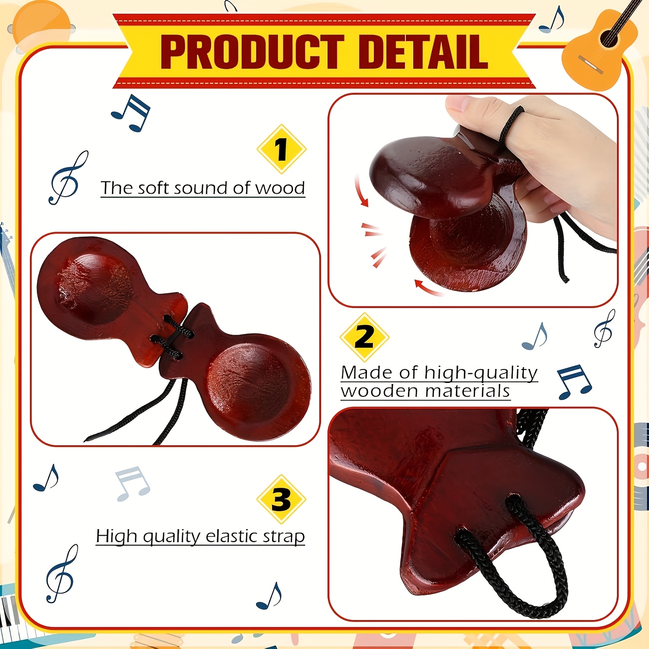 2 Pack Spanish Castanets Flame - Castanet Flamenco 评论和价格
