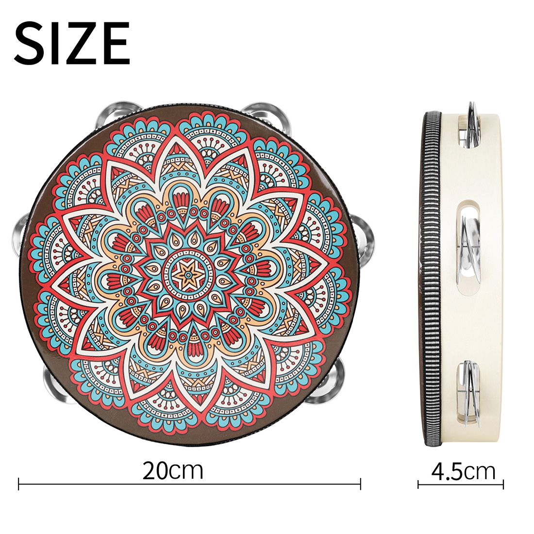 IRIN 8Inch Single Row Ancient  - Musical Instrument Tambourine 评论和价格