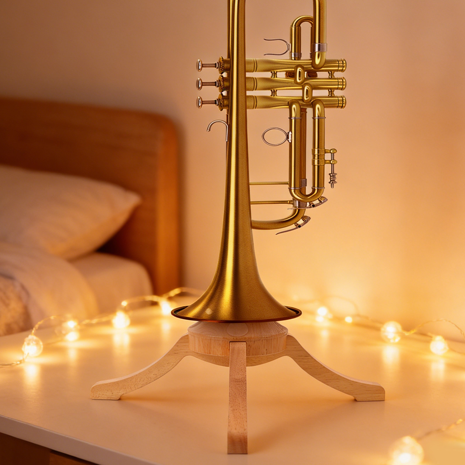 Wooden 4-Leg Trumpet Stand Det - Musical Instrument Cornet 评论和价格