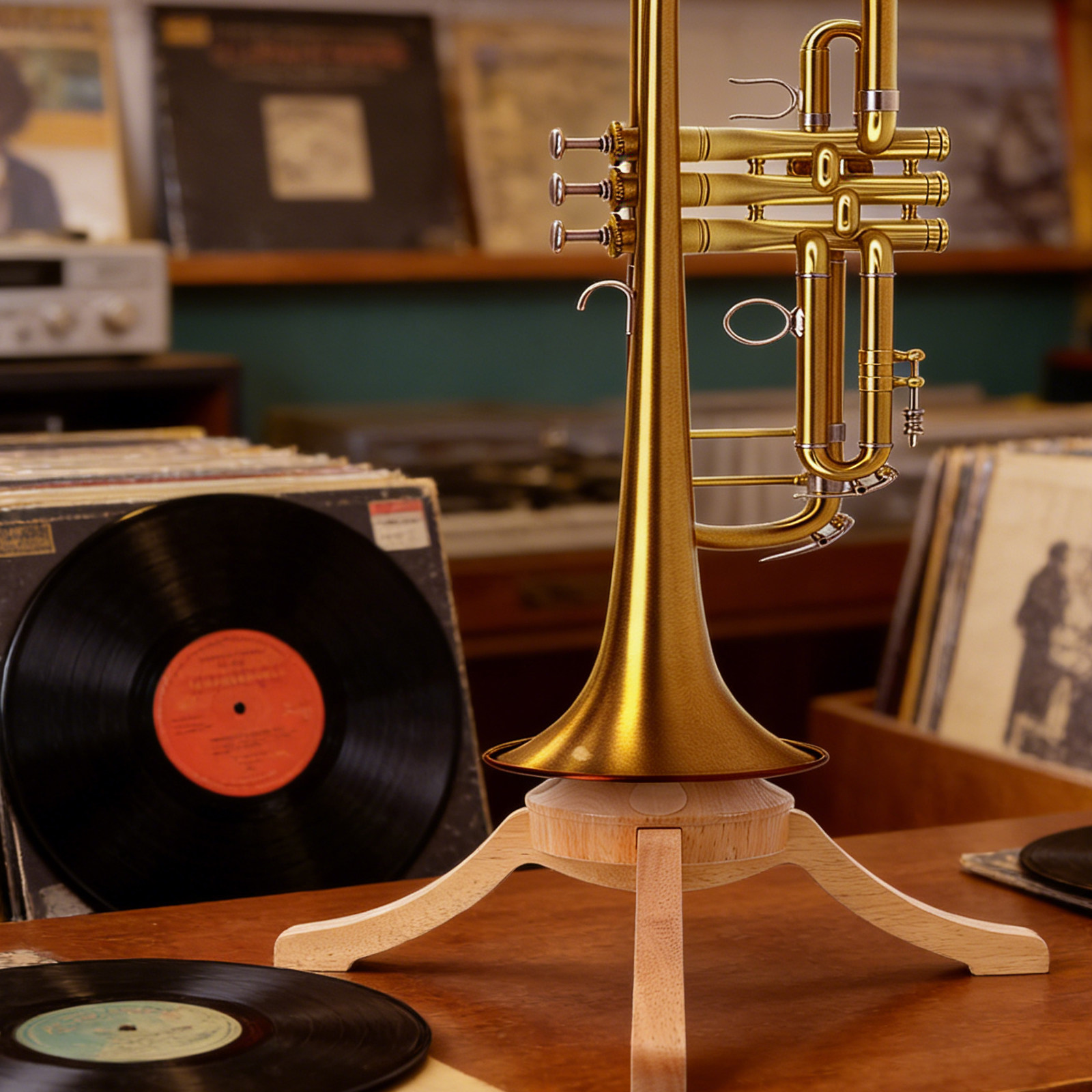 Wooden 4-Leg Trumpet Stand Det - Musical Instrument Cornet 评论和价格