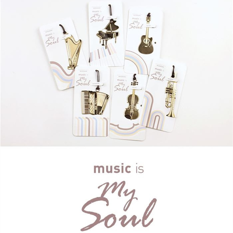 6pcs Music Metal Bookmark Gold - Musical Instrument Symbols 评论和价格