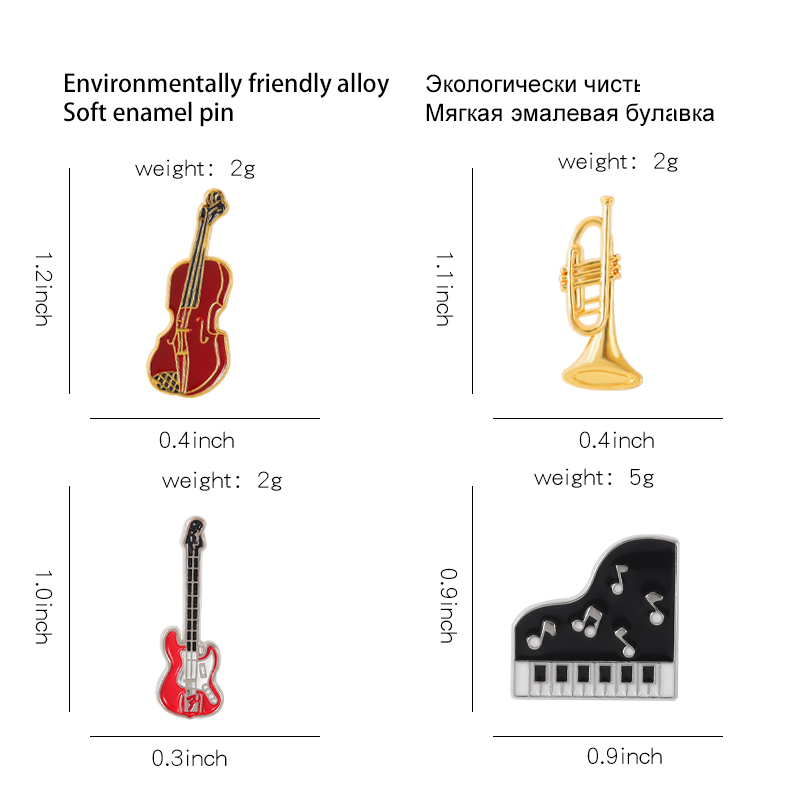 Concert Enamel Pin Piano Violi - Musical Instrument Symbols 评论和价格